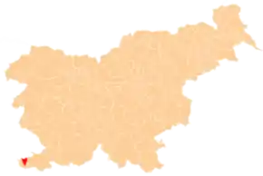 Harta comunei Izola în cadrul Sloveniei