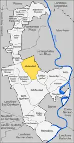 Poziția  Mutterstadt pe harta districtului Rhein-Pfalz-Kreis