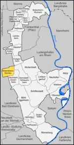Poziția  Rödersheim-Gronau pe harta districtului Rhein-Pfalz-Kreis