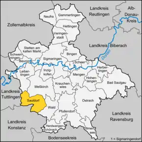 Poziția  Sauldorf pe harta districtului Sigmaringen