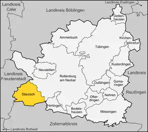 Poziția localității Starzach