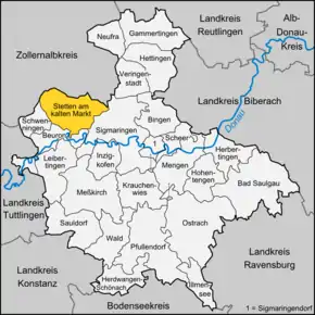 Poziția  Stetten am kalten Markt pe harta districtului Sigmaringen