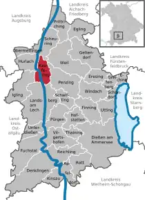 Poziția localității Kaufering