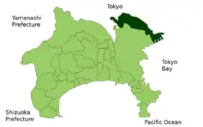 Poziția localității Kawasaki