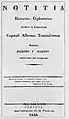 Prima pagina din Notitia de József Kemény