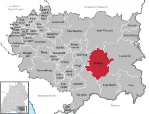 Poziția  Kißlegg pe harta districtului Ravensburg