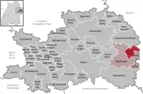 Poziția  Kirchheim am Ries pe harta districtului Ostalbkreis