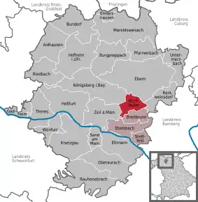 Poziția  Kirchlauter pe harta districtului Haßberge