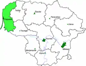 Poziția regiunii Klaipėdos Apskritis