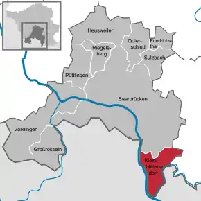 Poziția  Kleinblittersdorf pe harta districtului Saarbrücken