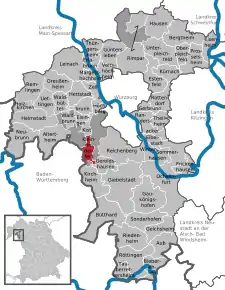 Poziția  Kleinrinderfeld pe harta districtului Würzburg