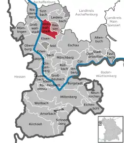 Poziția  Kleinwallstadt pe harta districtului Miltenberg