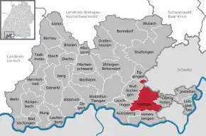 Poziția  Klettgau pe harta districtului Waldshut