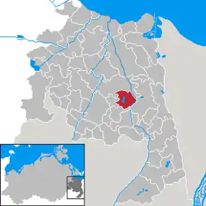 Harta cu amplasarea localității în districtul Uecker-Randow