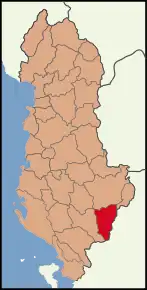 Poziția localității Districtul Kolonjë