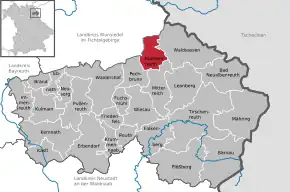 Poziția Konnersreuth pe harta districtului Tirschenreuth