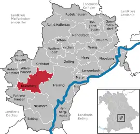 Poziția  Kranzberg pe harta districtului Freising