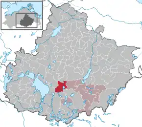 Poziția  Kratzeburg pe harta districtului Mecklenburgische Seenplatte