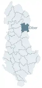 Poziția localității Districtul Dibër