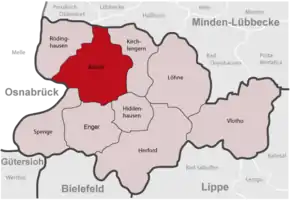 Poziția oraș Bünde pe harta districtului Herford