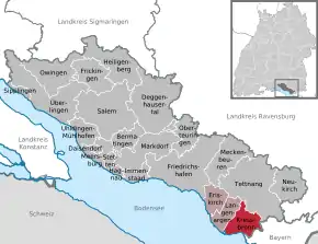 Poziția  Kressbronn am Bodensee pe harta districtului Bodenseekreis