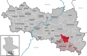 Poziția Kretzschau pe harta districtului Burgenlandkreis