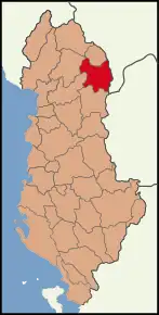 Poziția localității Districtul Kukës