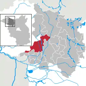Poziția orașului Kyritz pe harta districtului Ostprignitz-Ruppin