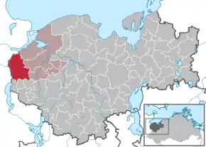 Poziția  Lüdersdorf pe harta districtului Nordwestmecklenburg