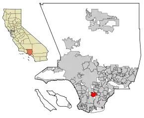 Localizare Compton in Los Angeles County, California
