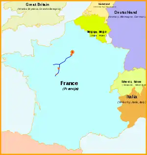 Hartă cu LGV Atlantique