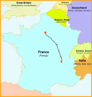 Hartă cu LGV Sud-Est