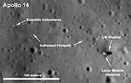 Locul de aselenizare a lui Apollo 14, fotografiat de LRO
