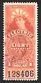 "Lady of the Lightbulbs". Electric light inspection stamp, Canada, c. 1900