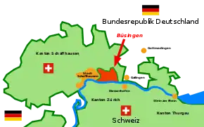 Poziția comună Büsingen am Hochrhein pe harta districtului Konstanz