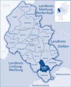 Poziția  Schöffengrund pe harta districtului Lahn-Dill-Kreis
