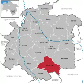 Poziția  Lamspringe pe harta districtului Hildesheim