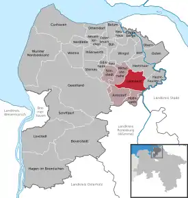 Poziția  Lamstedt pe harta districtului Cuxhaven