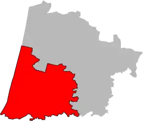 Arondismentul Dax în cadrul departamentului Landes