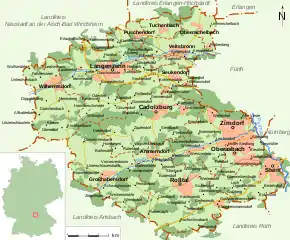 Poziția orașului Stein pe harta districtului Fürth