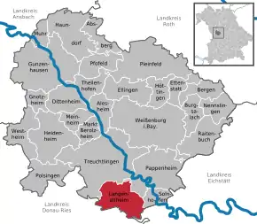 Poziția  Langenaltheim pe harta districtului Weißenburg-Gunzenhausen