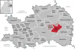 Poziția orașului Lauchheim pe harta districtului Ostalbkreis
