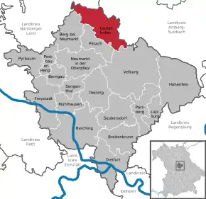 Poziția  Lauterhofen pe harta districtului Neumarkt in der Oberpfalz