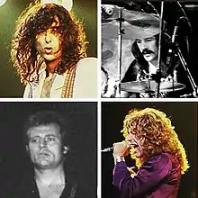 Clockwise, from top left: Jimmy Page, John Bonham, Robert Plant, John Paul Jones