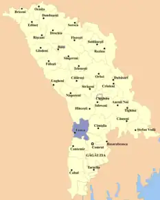 Poziția localității Leova