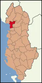 Poziția localității Districtul Lezhë