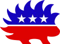 Simbol electoral alternativ al partidului libertarian din SUA cu culorile naționale (contrast puțin diferit)