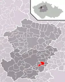 Poziția localității Lidice