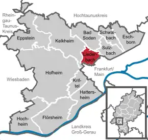 Poziția  Liederbach am Taunus pe harta districtului Main-Taunus-Kreis