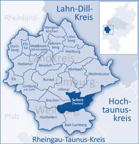 Poziția  Selters pe harta districtului Limburg-Weilburg